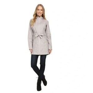 The North Face Women M Dri Vent Terlinda Belted Trench Coat Full Zip Hoodie Gray